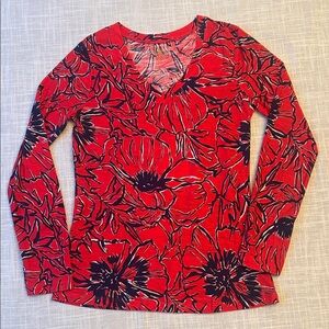 Lilly Pulitzer Floral Red and Navy Women's Top